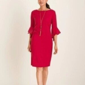 NWOT/Never Worn Chico's Ruffle-Sleeve Satin Red Dress